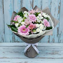 Букет цветов из:  Герберы, Альстромерии и Хризантемы в Нововаршавке