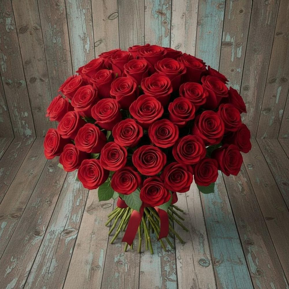 Букет 55 Красных роз Фридом в Нововаршавке