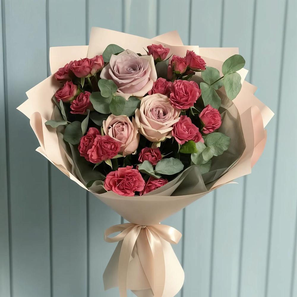 Букет цветов из: Гвоздики и Розы в Нововаршавке