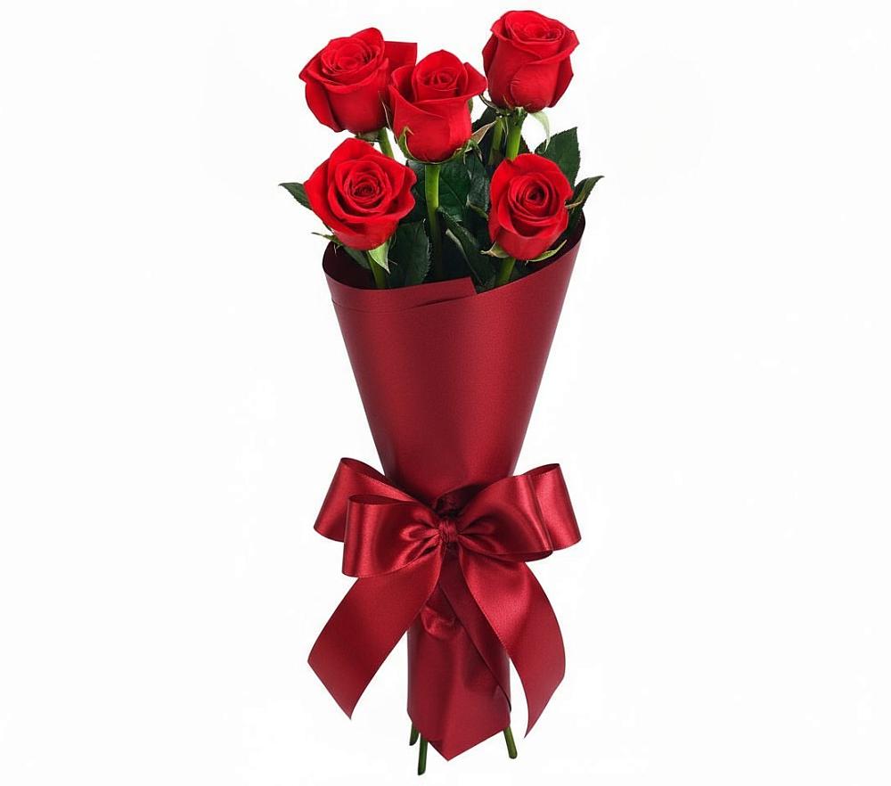 Букет 5 Красных роз Эдлесс Лав в Нововаршавке