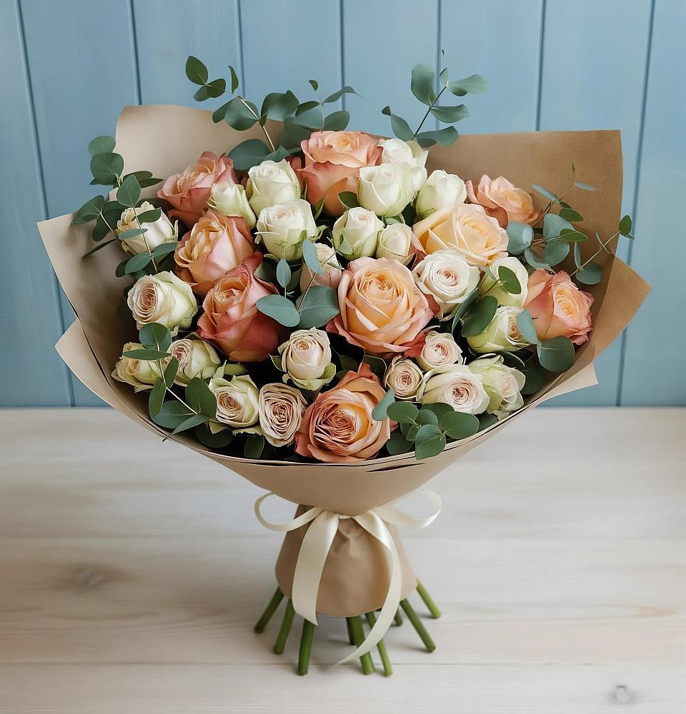 Букет цветов из: Альстромерии и Розы в Нововаршавке