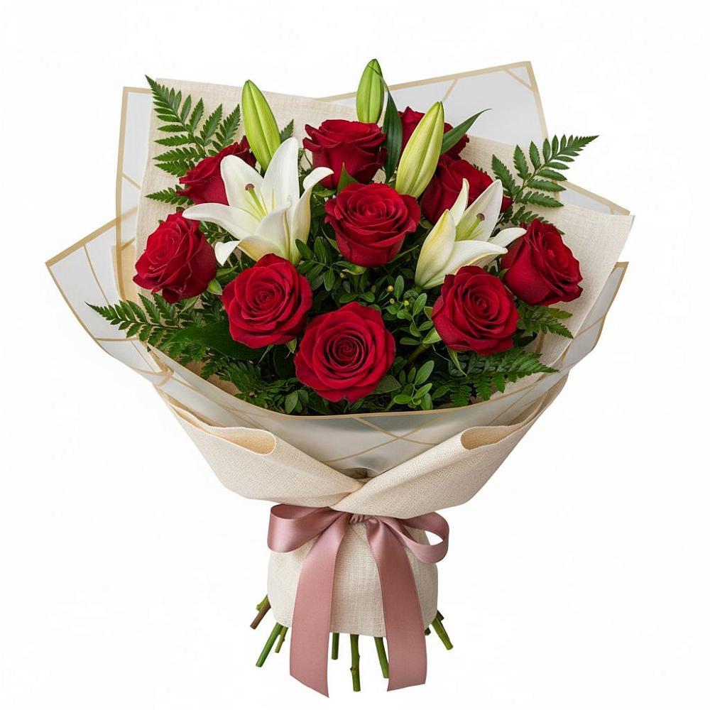 Букет цветов из: Лилии и Розы в Нововаршавке