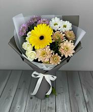 Букет цветов из:  Розы, Герберы и Хризантемы #REPLACE_PRED# Нововаршавке