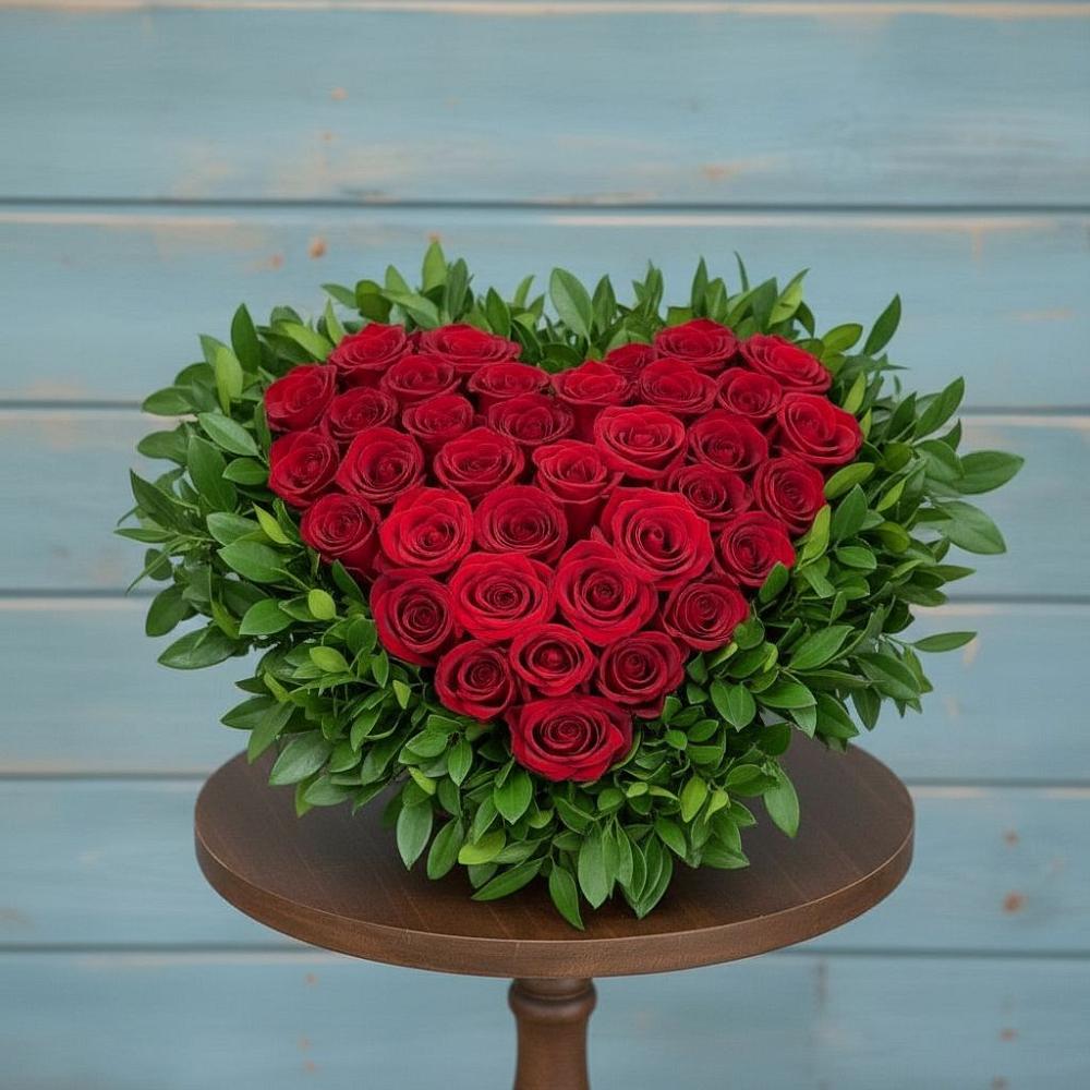 Цветочная композиция из Розы в виде сердца в Нововаршавке