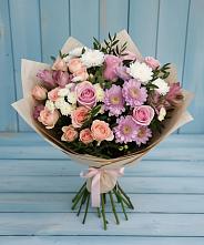 Букет цветов из:  Хризантемы, Розы и Альстромерии в Нововаршавке