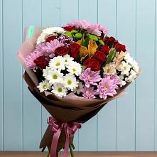 Букет цветов из:  Розы, Хризантемы и Альстромерии в Нововаршавке