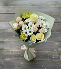 Букет цветов из:  Альстромерии, Розы и Хризантемы в Нововаршавке