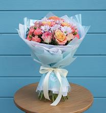 Букет цветов из:  Хризантемы и Розы в Нововаршавке