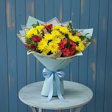 Букет цветов из:  Альстромерии и Хризантемы в Нововаршавке