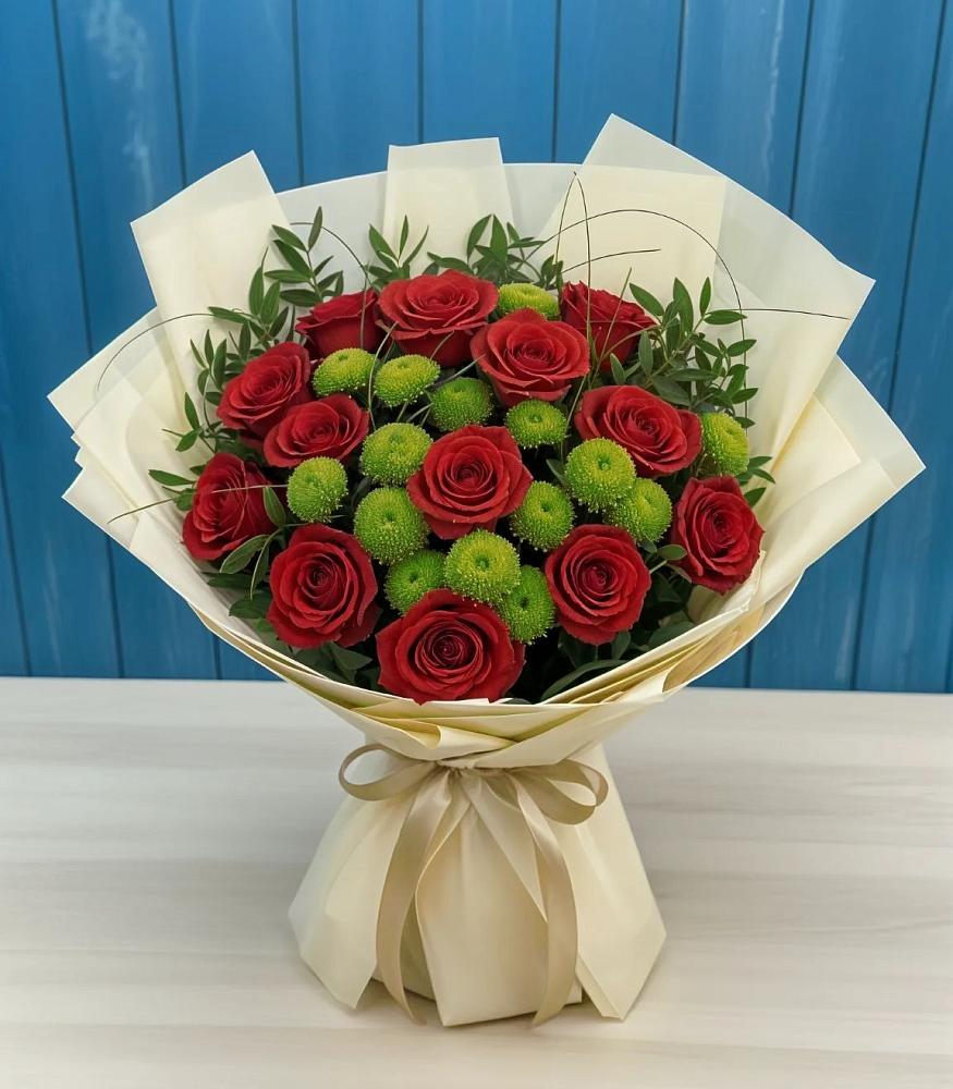 Букет цветов из: Розы и Хризантемы в Нововаршавке