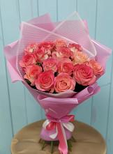 Букет 15 Розовых роз Равель в Нововаршавке