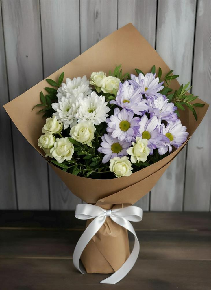 Букет цветов из: Хризантемы и Розы в Нововаршавке